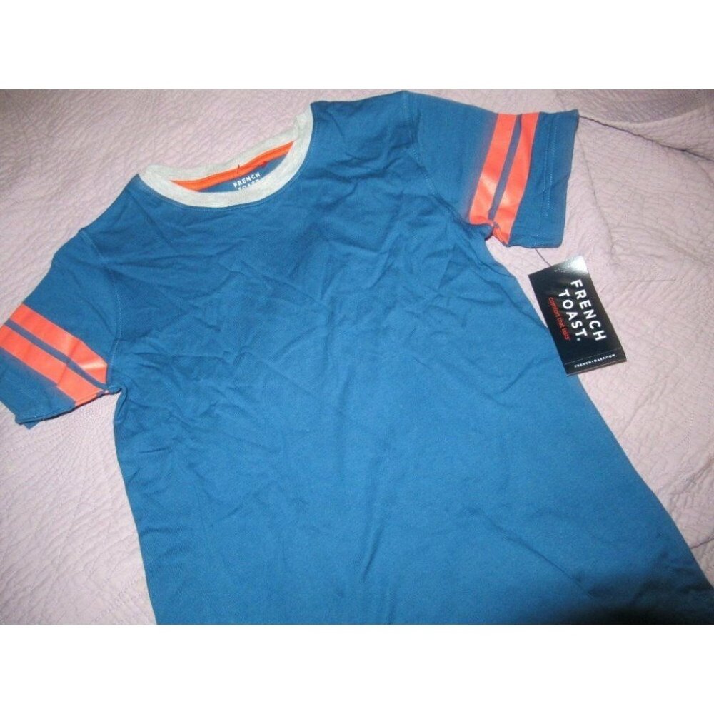 NWT French Toast jewel tone blue short sleeve t shirt boys 8 free ship USA